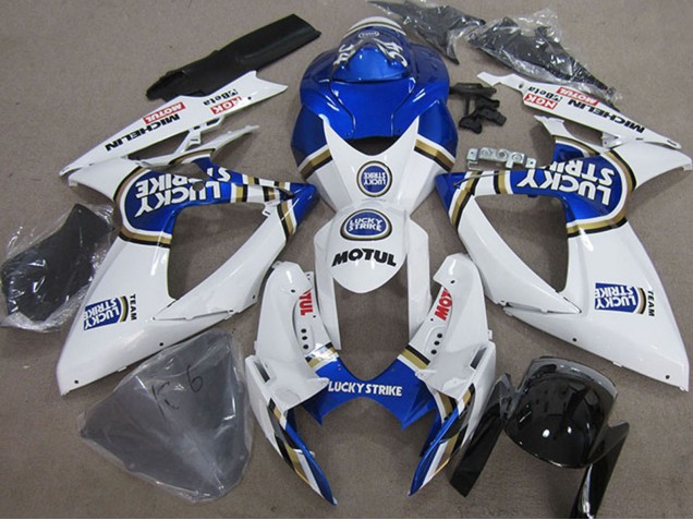 2006-2007 Suzuki GSXR 750 Motorcycle Fairings - White Blue Michelin Motul Lucky Strike Australia