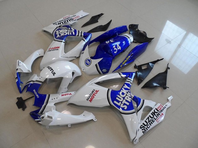 2006-2007 Suzuki GSXR 750 Motorcycle Fairings - White Blue Lucky Strike Motul 34 Australia