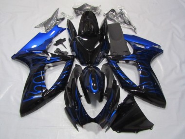 Affordable 2006-2007 Suzuki GSXR 750 Motorcycle Fairings - Glossy Black Blue Flame Australia