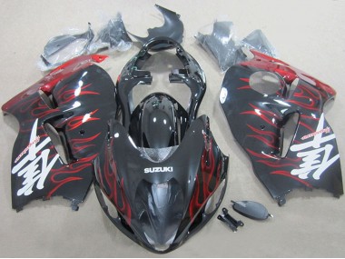 Affordable 1996-2007 Suzuki GSXR 1300 Hayabusa Motorcycle Fairings - Black Red Flame Australia