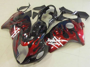 Affordable 1996-2007 Suzuki GSXR 1300 Hayabusa Motorcycle Fairings - Glossy Black Red Flame Australia