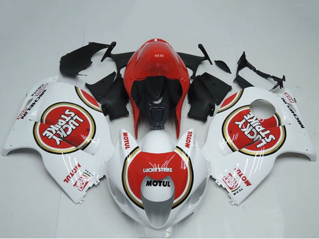 1996-2007 Suzuki GSXR 1300 Hayabusa Motorcycle Fairings - White Red Lucky Strike Motul Australia