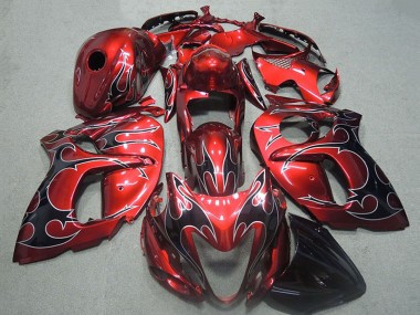 Affordable 1996-2007 Suzuki GSXR 1300 Hayabusa Motorcycle Fairings - Red Silver Black Flame Australia
