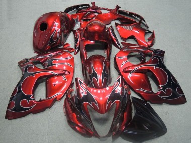 Affordable 2008-2020 Suzuki GSXR 1300 Hayabusa Motorcycle Fairings - Red Black Flame Australia