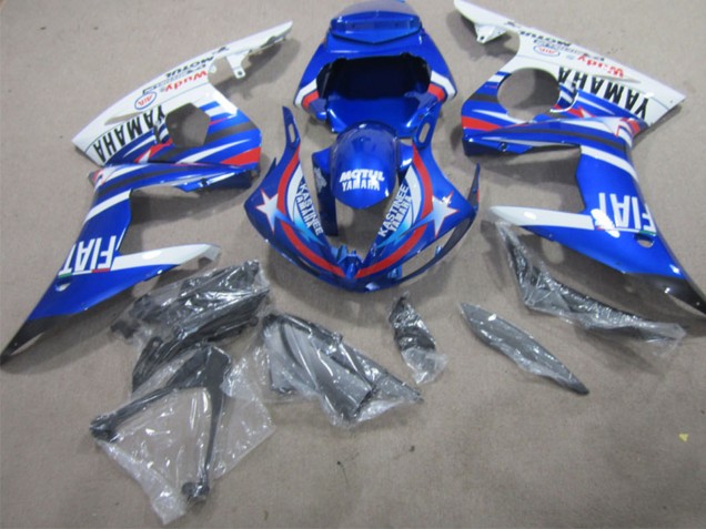 2002-2003 Yamaha YZF R1 Motorcycle Fairings - White Blue Red Motul Fiat Australia