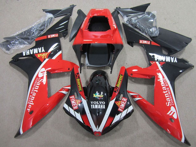 2004-2006 Yamaha YZF R1 Motorcycle Fairings - Red White Glossy Black Santander Australia