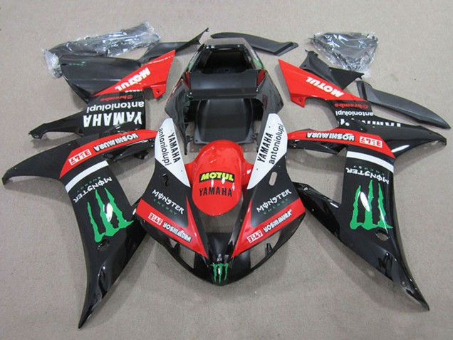 2004-2006 Yamaha YZF R1 Motorcycle Fairings - Red White Glossy Black Green Motul Monster Australia
