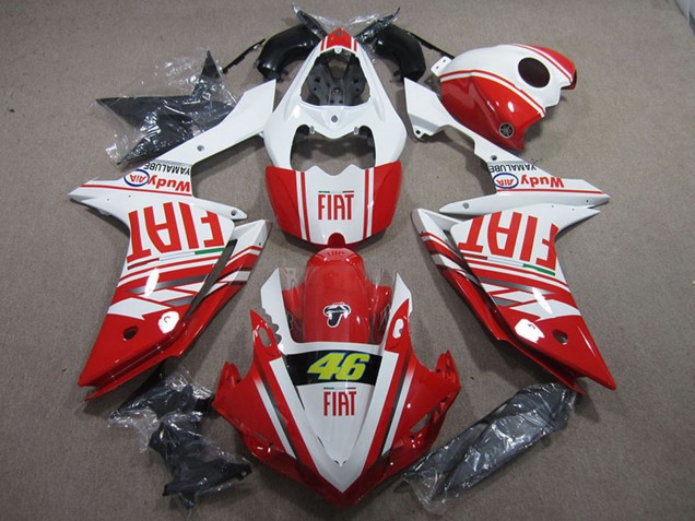 2007-2008 Yamaha YZF R1 Motorcycle Fairings - White Red Fiat 46 Australia