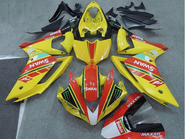 2007-2008 Yamaha YZF R1 Motorcycle Fairings - Yellow Red Black White Swan Australia