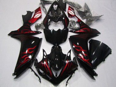Affordable 2007-2008 Yamaha YZF R1 Motorcycle Fairing - Glossy Black Red Flame Australia