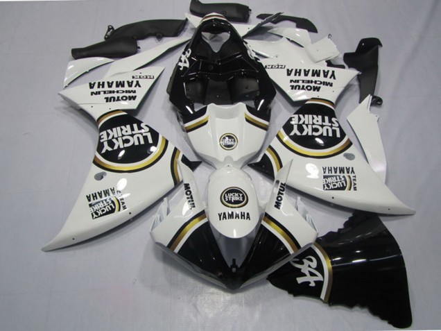 2009-2011 Yamaha YZF R1 Motorcycle Fairings - White Black Lucky Strike Australia