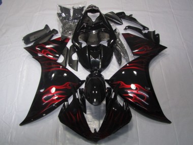 Affordable 2009-2011 Yamaha YZF R1 Motorcycle Fairing - Glossy Black Red Flame Australia