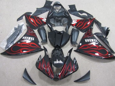 Affordable 2009-2011 Yamaha YZF R1 Motorcycle Fairings - Glossy Black Red Flame Australia