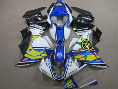 Affordable 2012-2014 Yamaha YZF R1 Motorcycle Fairings - White Blue Yellow Black Pizzoli Semakin Didepan Monster Australia