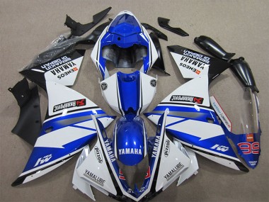 Affordable 2012-2014 Yamaha YZF R1 Motorcycle Fairings - White Blue Black Pizzoli ENEOS Yamalube Semakin Didepan Australia