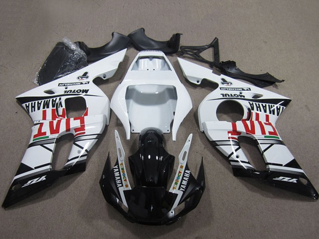 1998-2002 Yamaha YZF R6 Motorcycle Fairings - White Glossy Black Fiat Motul Michelin Australia