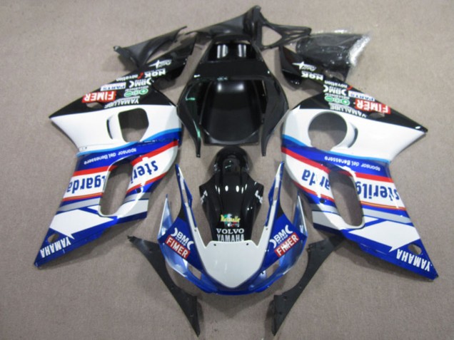 1998-2002 Yamaha YZF R6 Motorcycle Fairings - White Blue Red Black Vilvo Fimer Sterilgarda Australia