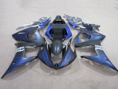 Affordable 2003-2004 Yamaha YZF R6 Motorcycle Fairings - Matte Black Blue Flame Australia