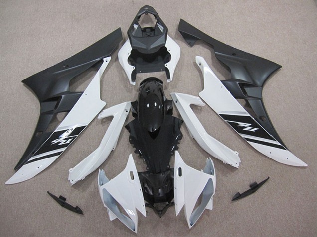 2006-2007 Yamaha YZF R6 Motorcycle Fairings - White Glossy Black Matte Black Australia
