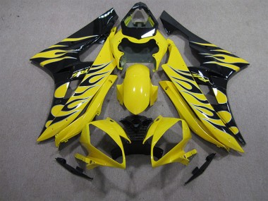Affordable 2006-2007 Yamaha YZF R6 Motorcycle Fairings - Yellow Black Flame Australia