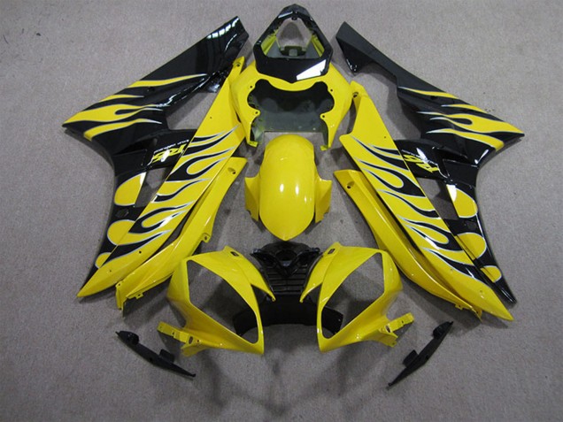 2006-2007 Yamaha YZF R6 Motorcycle Fairings - Yellow Black Flame Australia