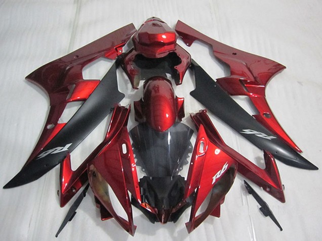 2006-2007 Yamaha YZF R6 Bike Fairings - Red Matte Black Australia