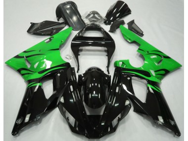 00-01 Black Flame & Green R1 Motorcycle Fairing