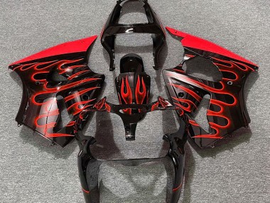00-02 Gloss Black & Red Flame ZX6R Motorcycle Fairing