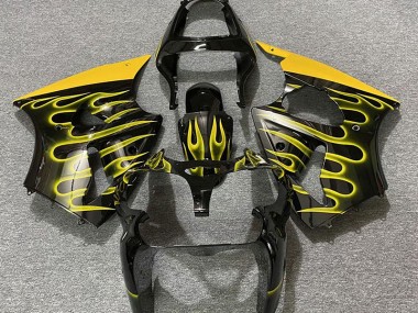 00-02 Gloss Black & Yellow Flame ZX6R Motorcycle Fairing