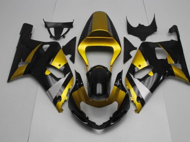 01-03 Gloss Black and Gold GSXR 600-750 Motorcycle Fairing