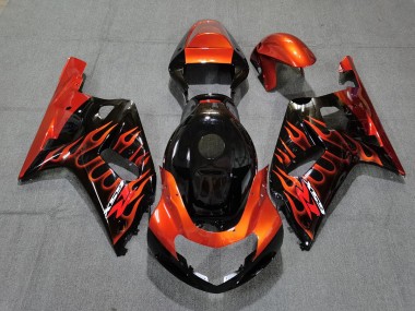 01-03 Gloss Black and Orange GSXR 600-750 Motorcycle Fairing