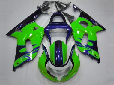 01-03 Gloss Green and Blue GSXR 600-750 Motorcycle Fairing