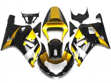 01-03 Gold and Gloss Black Style GSXR 600-750 Motorcycle Fairing