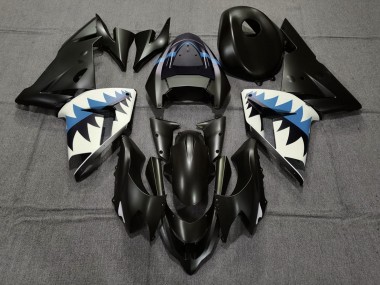04-05 Matte Black and Light Blue Shark ZX10R Motorcycle Fairing