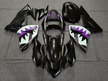 04-05 Matte Black and Purple Shark ZX10R Motorcycle Fairing