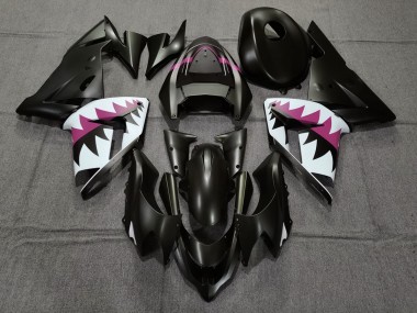 04-05 Matte Black and Pink Shark ZX10R Motorcycle Fairing