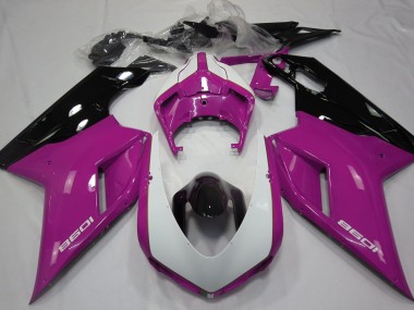 07-14 Gloss Pink & White Ducati 848 1098 1198 Motorcycle Fairing