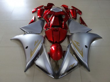 09-11 Matte Silver & Gloss Red R1 Motorcycle Fairing