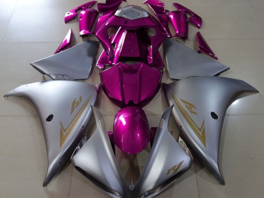 09-11 Matte Silver & Pink R1 Motorcycle Fairing