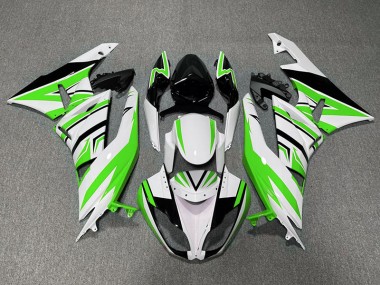 09-12 Green White and Black Zag ZX6R Motorcycle Fairing