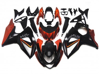 09-16 Custom Orange and Black with Silver inlay GSXR 1000 Motorcycle Fairing