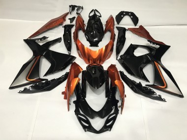 09-16 Gloss Black and Shiny Orange GSXR 1000 Motorcycle Fairing